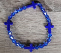 BLUE CRYSTAL CROSS BRACELET