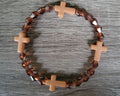 BROWN CRYSTAL CROSS BRACELET