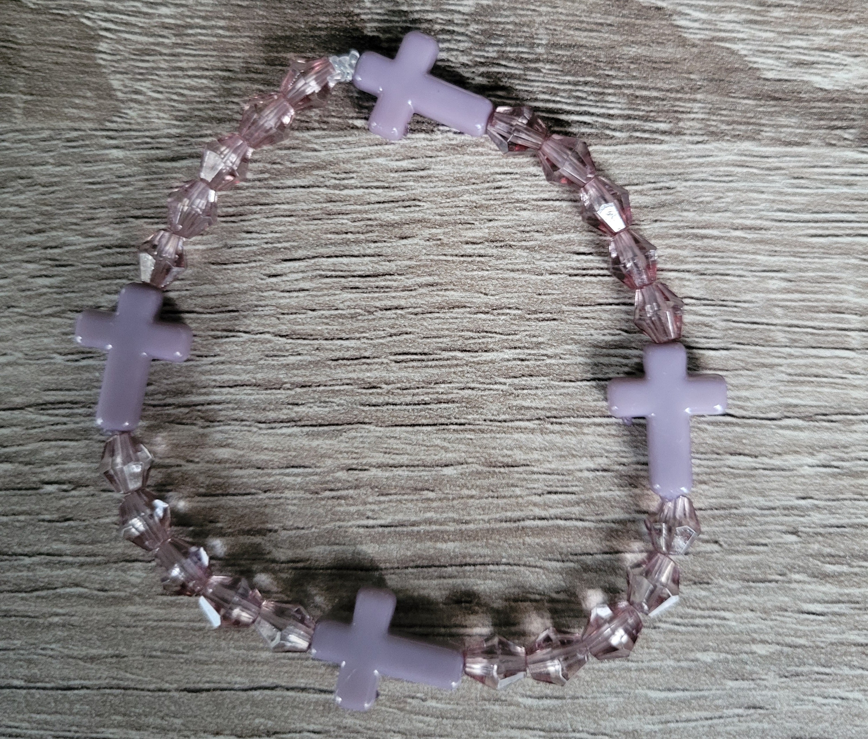GRAY CRYSTAL CROSS BRACELET