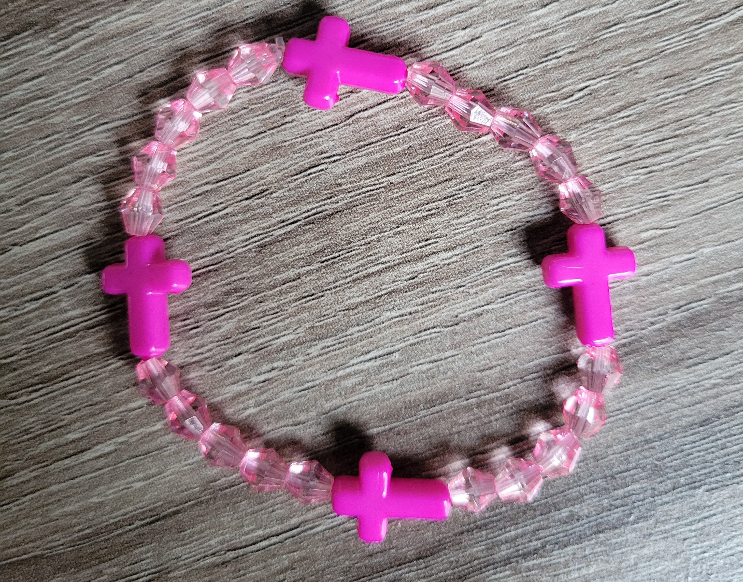 PINK CRYSTAL CROSS BRACELET
