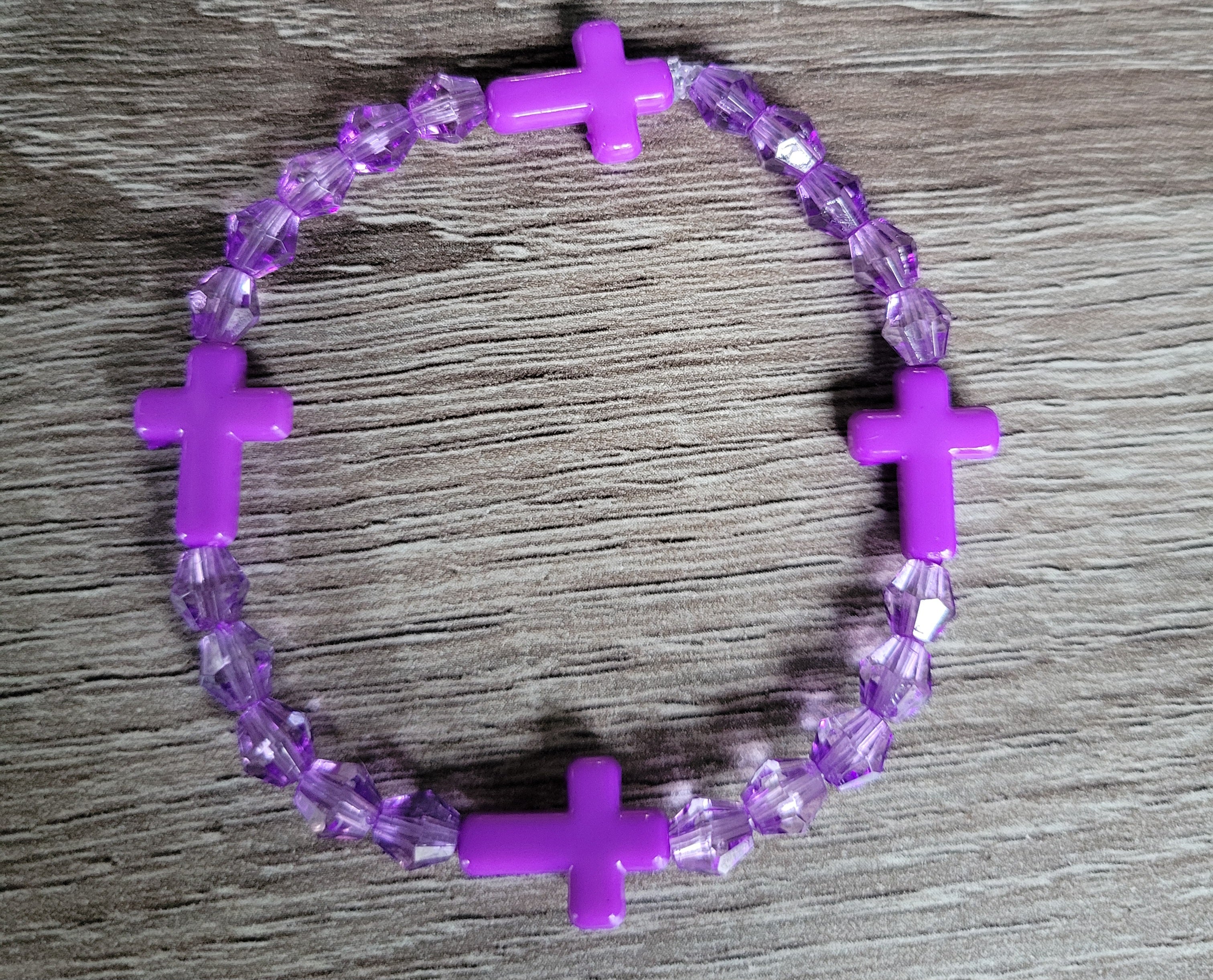 PURPLE CRYSTAL CROSS BRACELET