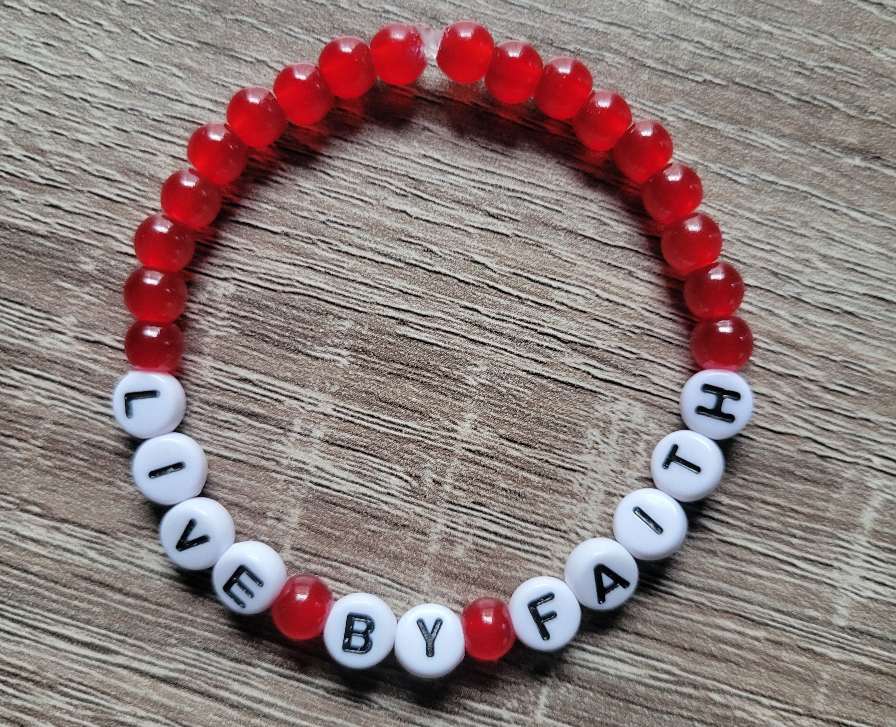RED LIVE BY FAITH BRACELET
