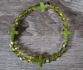 DARK GREEN CRYSTAL CROSS BRACELET