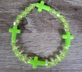 LIGHT GREEN CRYSTAL CROSS BRACELET
