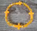 LIGHT ORANGE CRYSTAL CROSS BRACELET