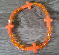 ORANGE CRYSTAL CROSS BRACELET