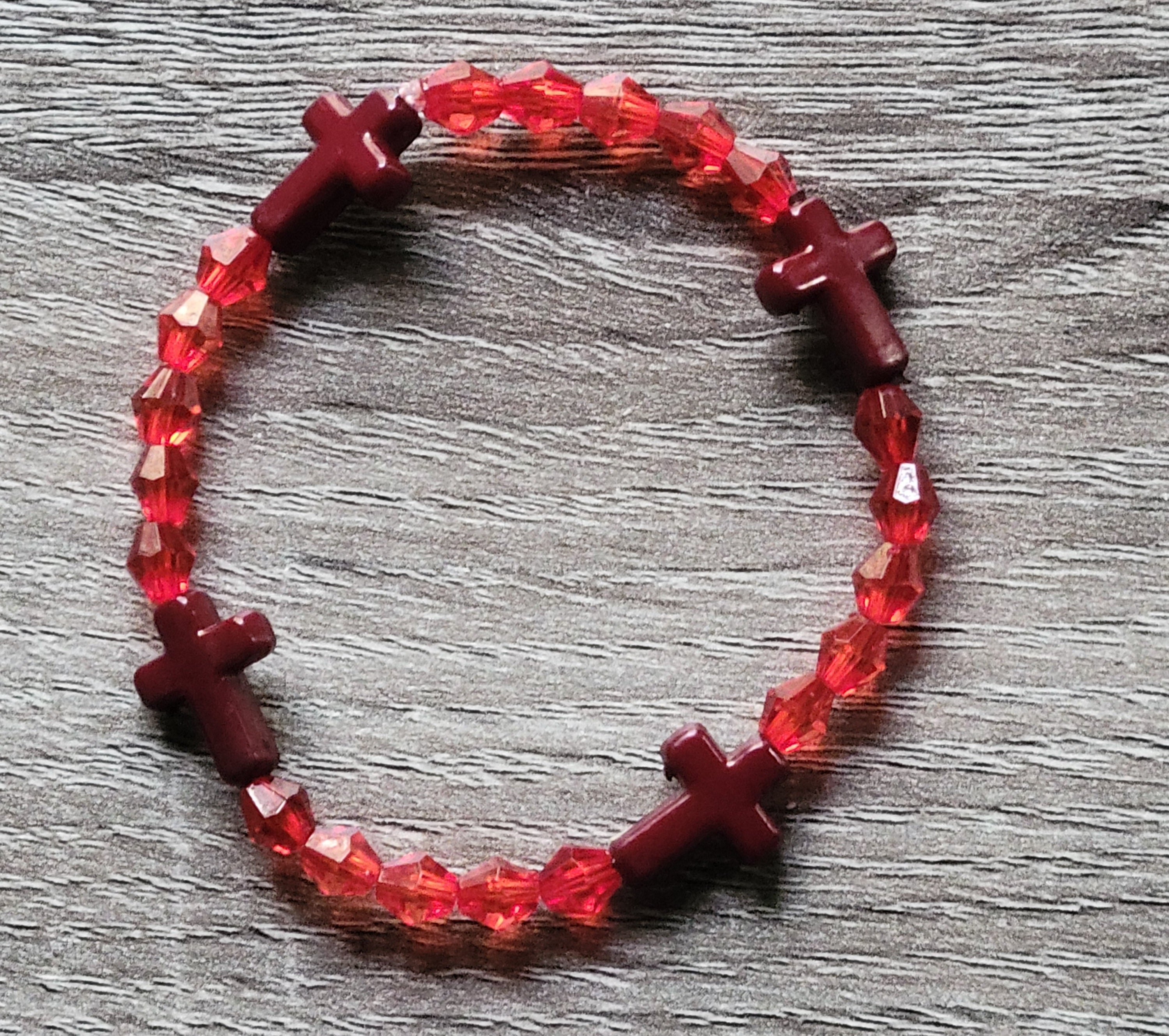RED CRYSTAL CROSS BRACELET
