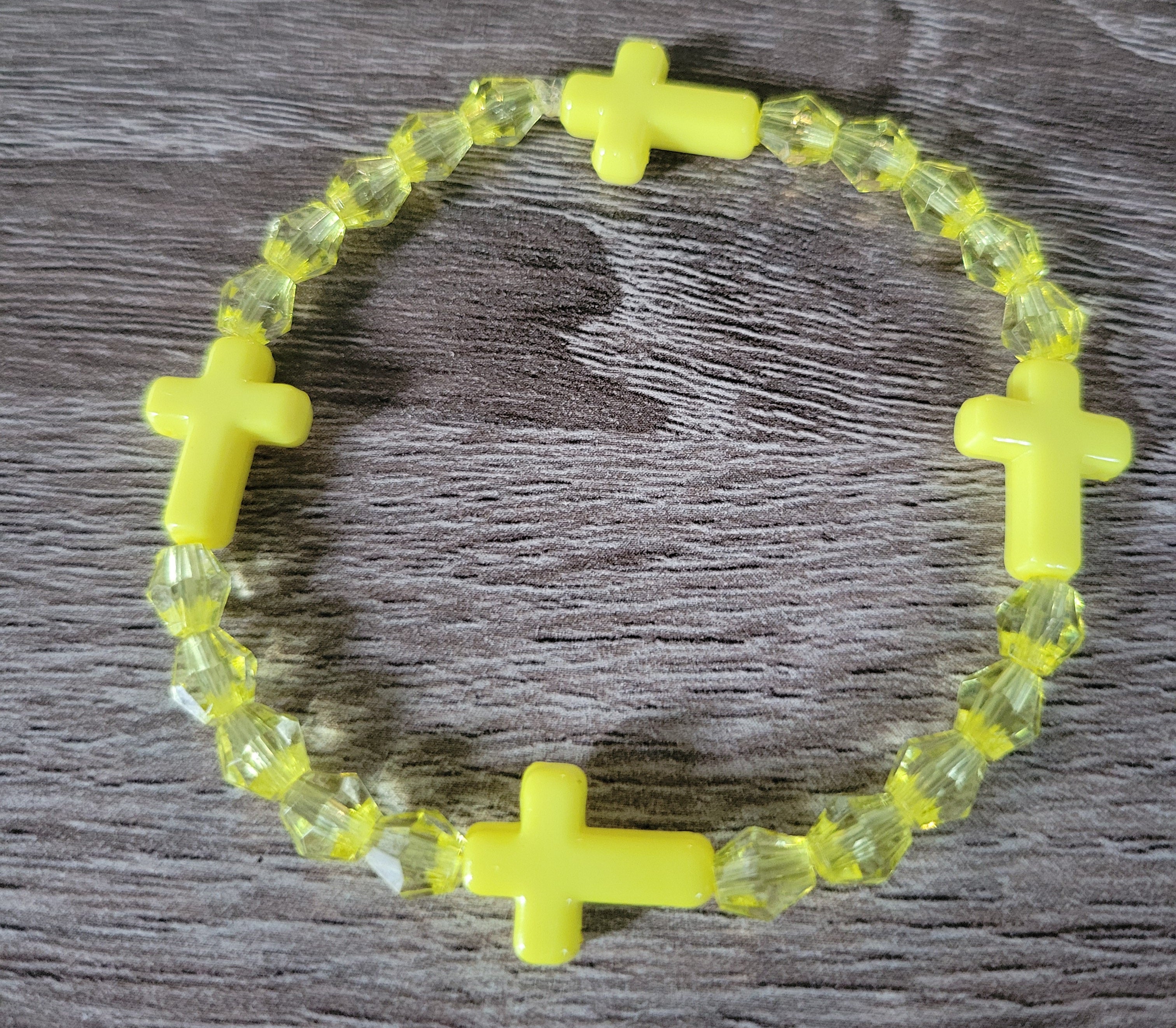 YELLOW CRYSTAL CROSS BRACELET